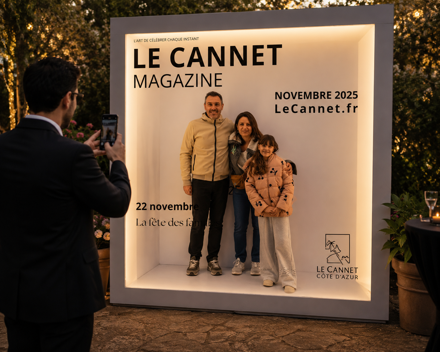 Box magazine EGC Events avec une famille photographiée
