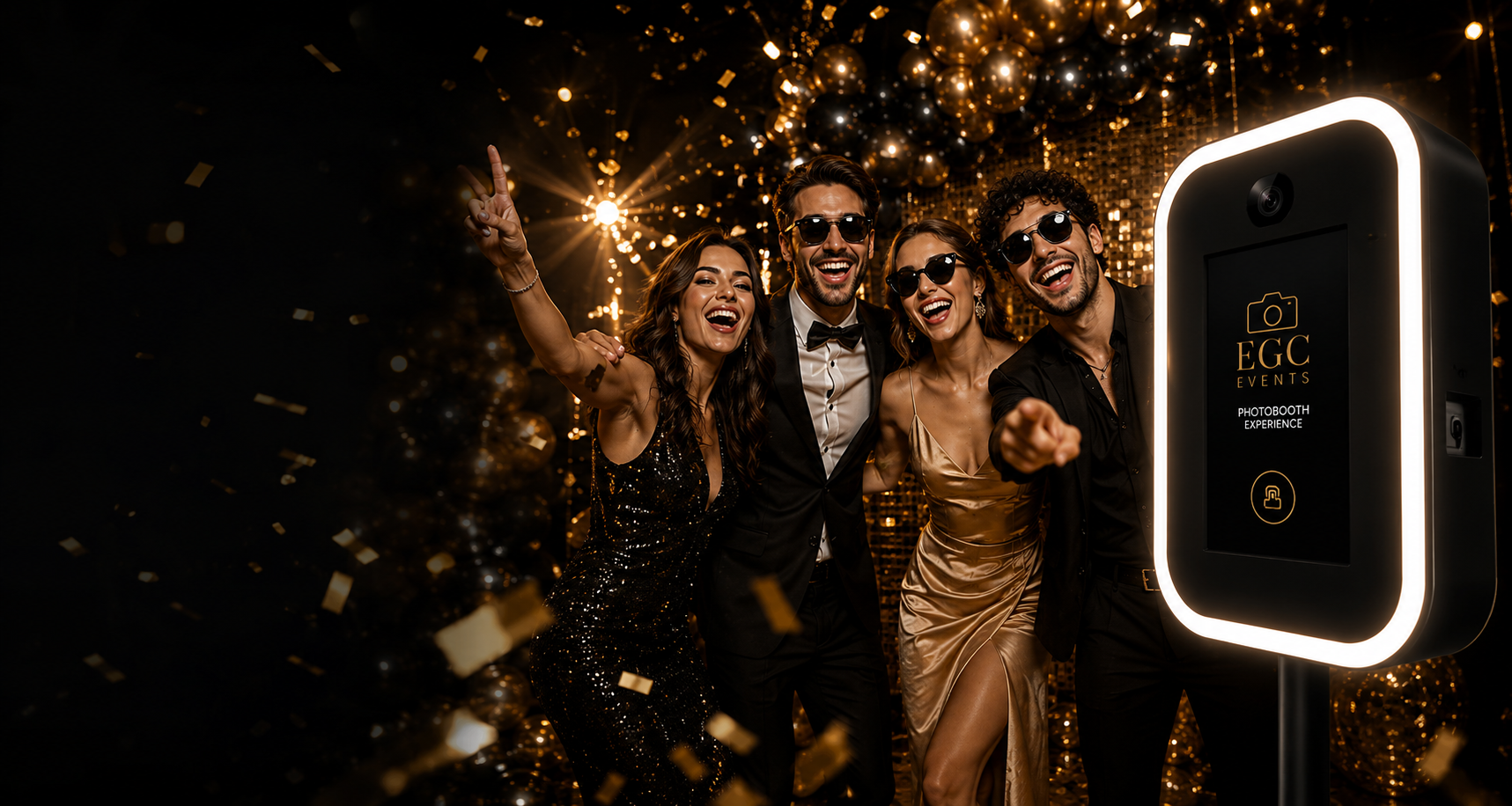 Invités élégants profitant d’un photobooth EGC Events